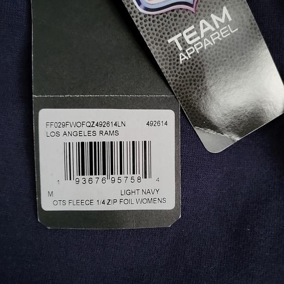 NWT NFL Team Apparel LOS ANGELES RAMS OTS Fleece 1/4 Zip Foil Sweatshirt Size M - Picture 2 of 6